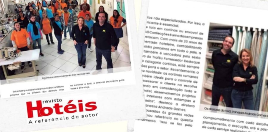VAG Confecções ganha destaque na Revista Hotéis